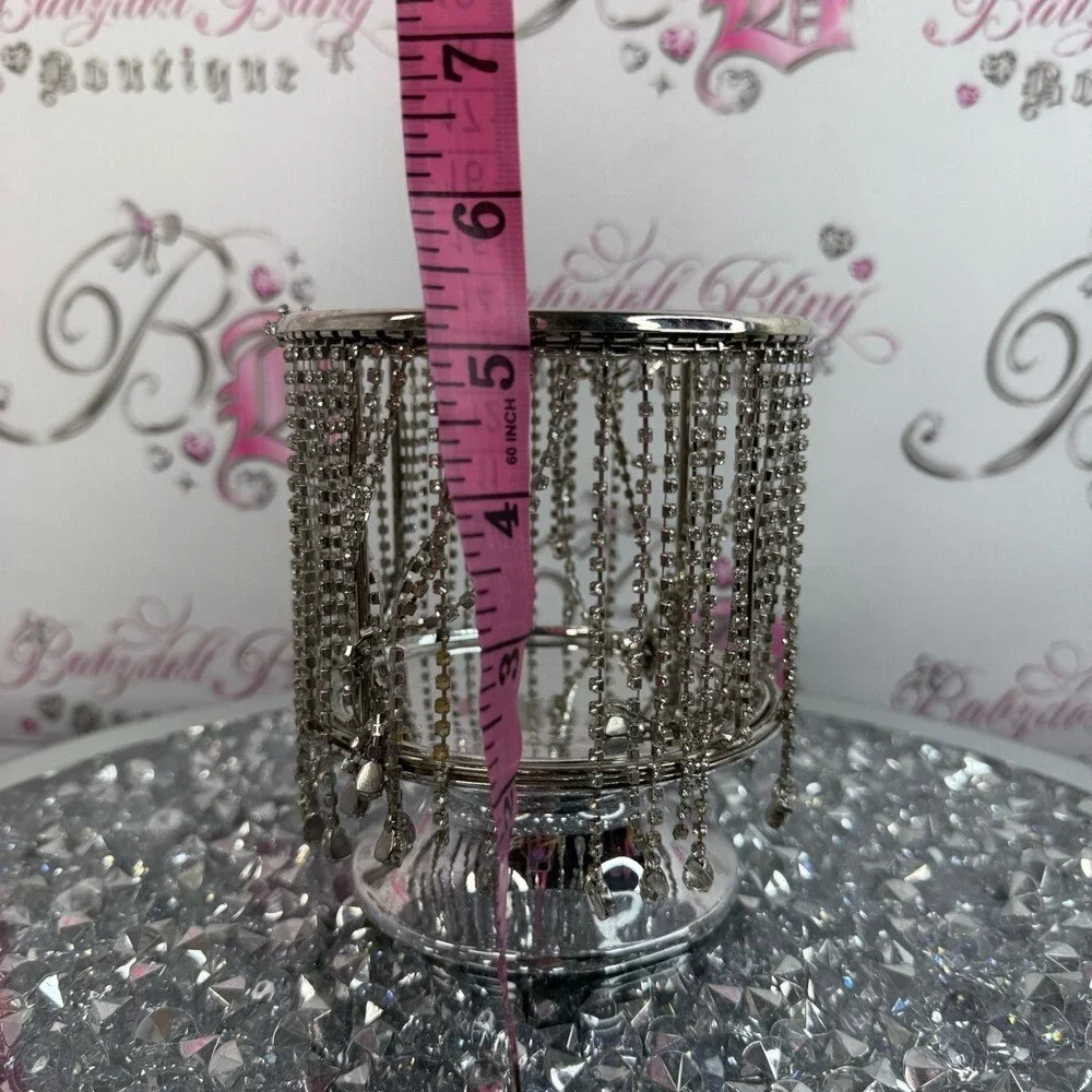 Bath & Body Works candle holder rhinestone Silver Beaded Cascade Votive Holder - Picture 5 of 6
